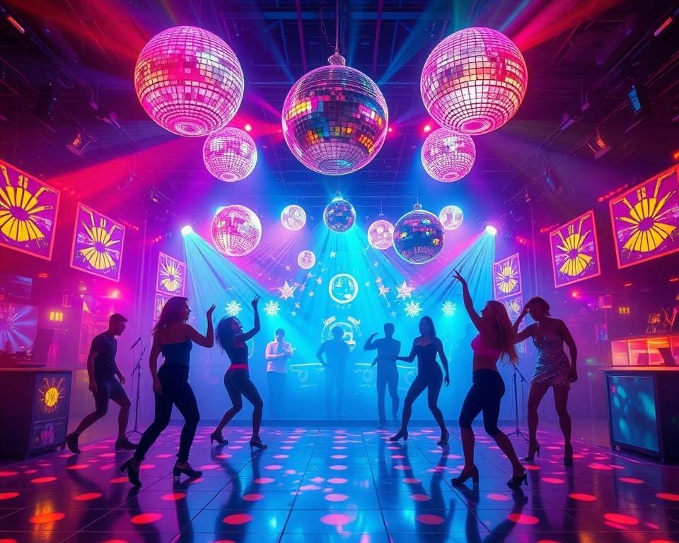 Discotheeknacht vol retro muziek, lichtshows en visuals