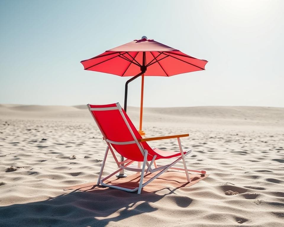 trendy strandstoel met parasolhouder